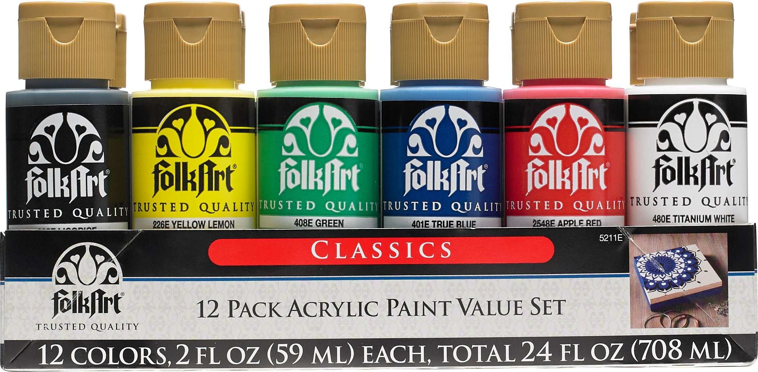 FolkArt Acrylic 59ml Classic Paints - Set Of 12